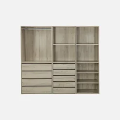 Kit dressing modulable 3 éléments MODULO. naturel. 200 x 45 x 180 cm