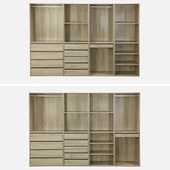 Kit dressing modulable avec 4 éléments. naturel. panneaux stratifiés