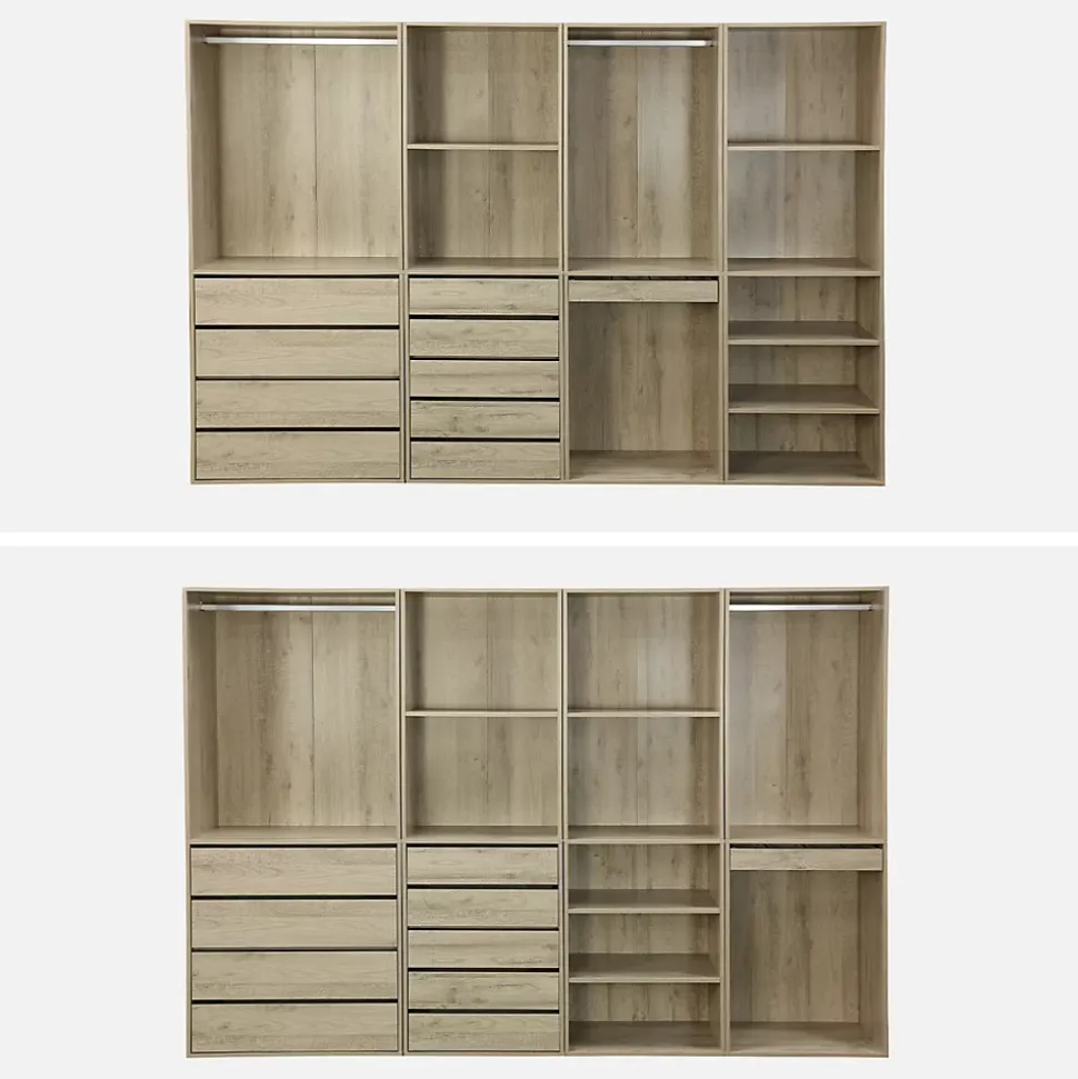 Kit dressing modulable avec 4 éléments. naturel. panneaux stratifiés