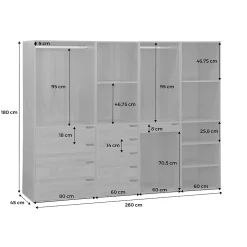 Kit dressing modulable avec 4 éléments. blanc. panneaux stratifiés