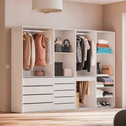 Kit dressing modulable avec 4 éléments. blanc. panneaux stratifiés