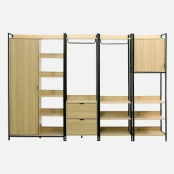 Kit dressing modulable noir avec 4 éléments. L 280 x P 48 x H 190 cm