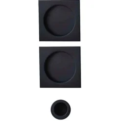 Kit pour porte coulissante bec de canne rosace carrée noire - NO021