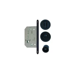 Kit pour porte coulissante noir condamnation rosace ronde - EUROWALE - NO015