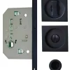 Kit pour porte coulissante condamnation rosace carrée noire - NO022