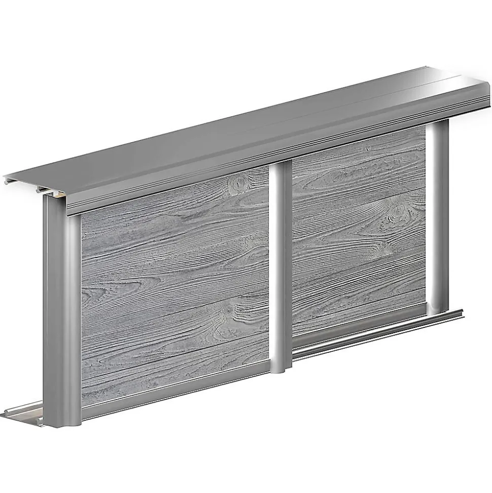 Kit SLID'UP 220 aluminium anodisé naturel pour 2 portes de placard coulissantes 18 mm - rail 1,8 m - 70 kg
