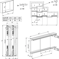 Kit SLID'UP 230 aluminium anodisé naturel pour 2 portes de placard coulissantes 19 mm - rail 1,8 m - 70 kg