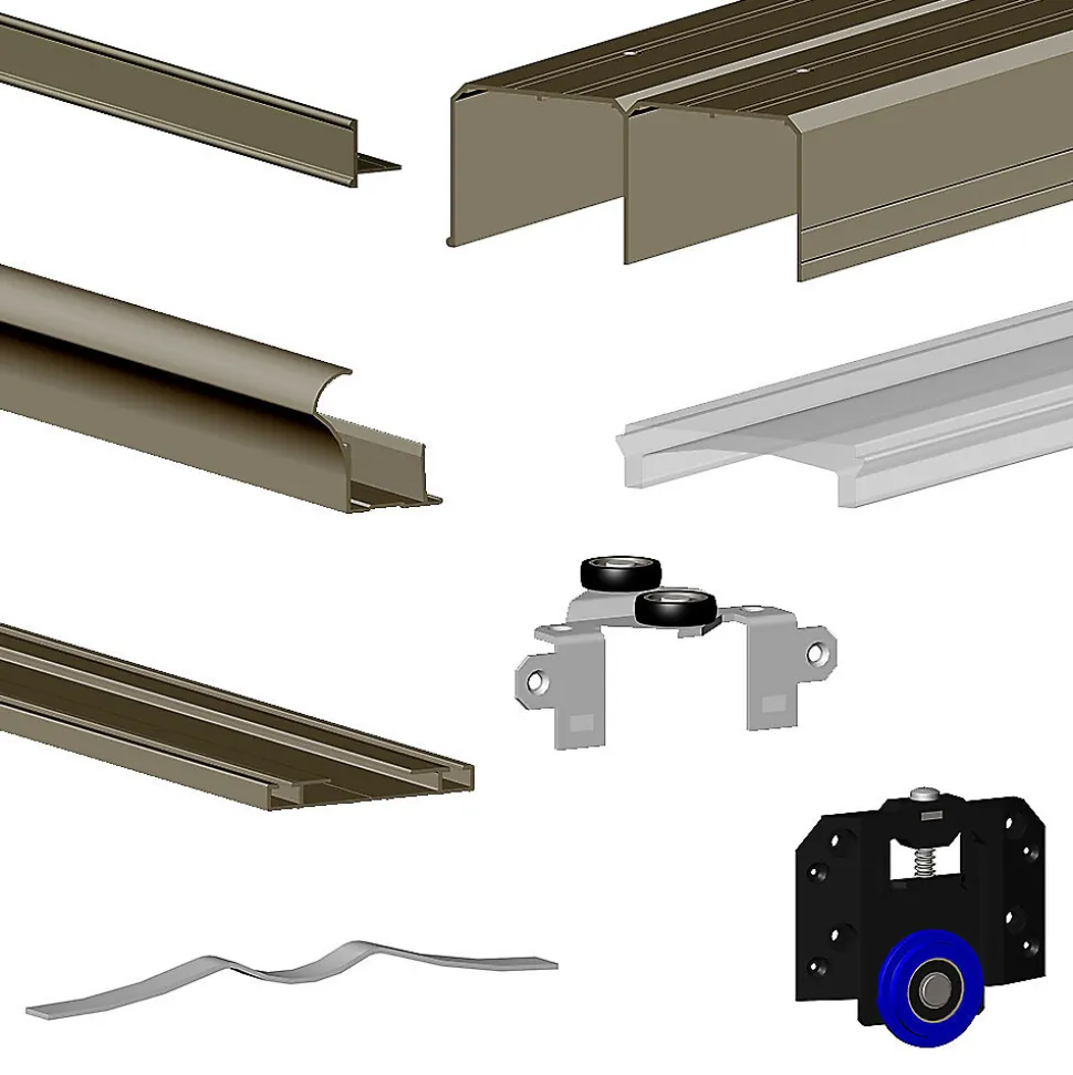 Kit SLID'UP 280 aluminium anodisé bronze pour 2 portes de placard coulissantes 18 mm - rail 2 m - 50 kg