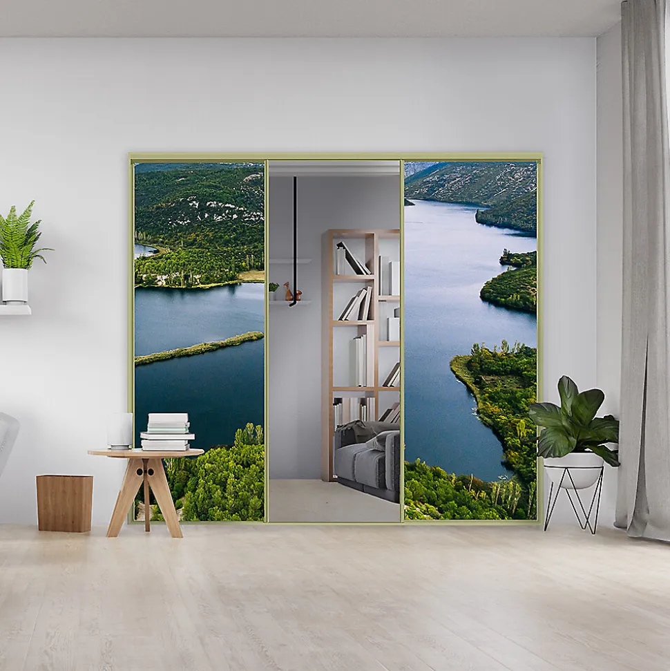 Kit SLID'UP 280 aluminium anodisé bronze pour 3 portes de placard coulissantes 18 mm - rail 3 m - 50 kg