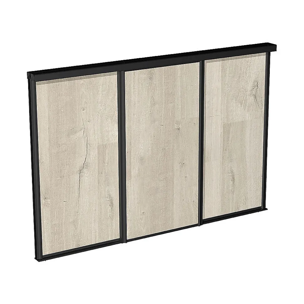 Kit SLID'UP 280 aluminium anodisé noir pour 3 portes de placard coulissantes 18 mm - rail 3 m - 50 kg