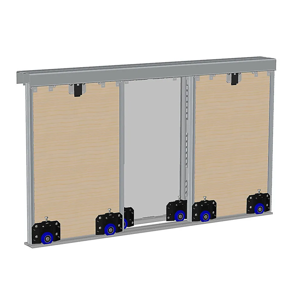 Kit SLID'UP 280 aluminium anodisé noir pour 3 portes de placard coulissantes 18 mm - rail 3 m - 50 kg