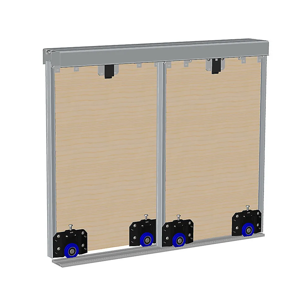 Kit SLID'UP 280 aluminium anodisé argent pour 2 portes de placard coulissantes 18 mm - rail 2 m - 50 kg