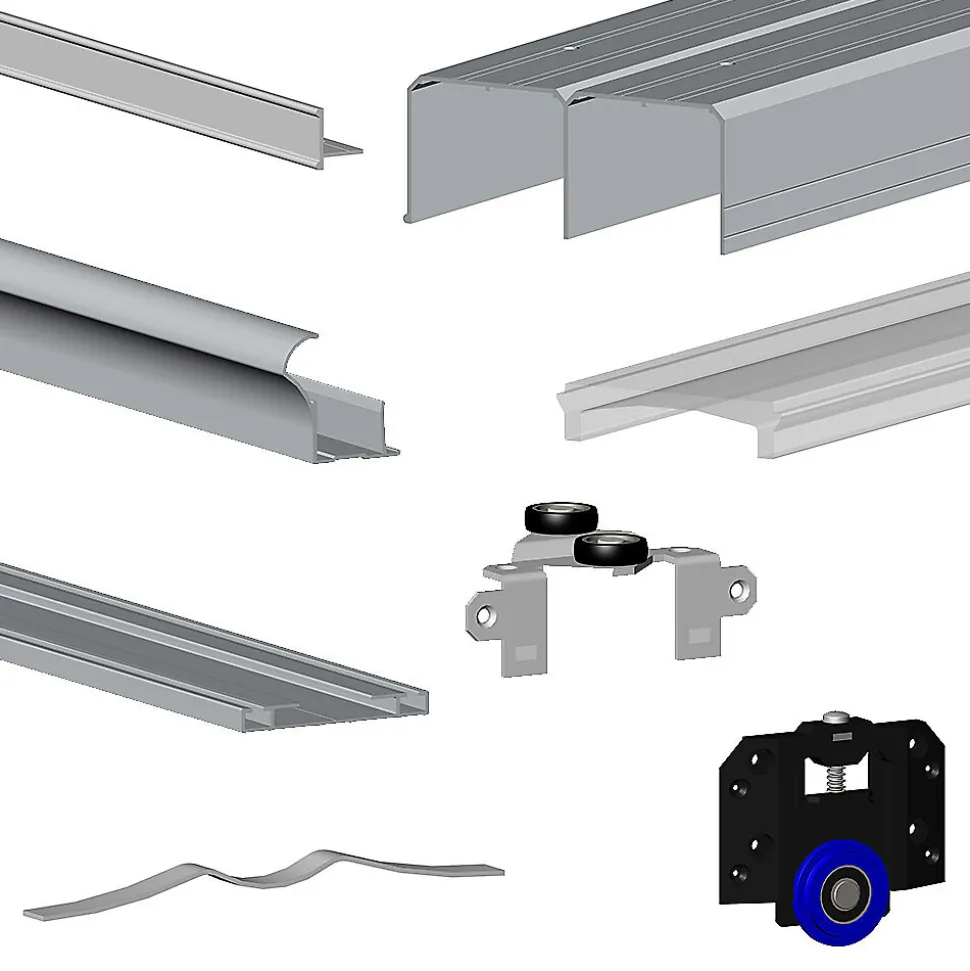 Kit SLID'UP 280 aluminium anodisé argent pour 2 portes de placard coulissantes 18 mm - rail 2 m - 50 kg