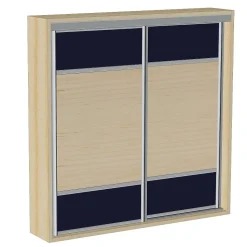 Kit SLID'UP 280 aluminium anodisé argent pour 2 portes de placard coulissantes 18 mm - rail 2 m - 50 kg