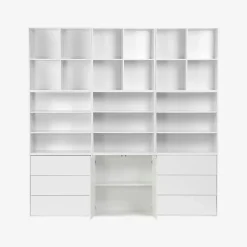 Kit étagère. bibliothèque décor bois blanc 9 éléments 100% modulable L 210 x P 35 x H 210cm - Kompo