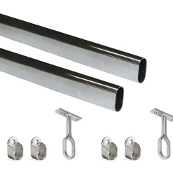 Kit tube de penderie 30x15 mm en acier
