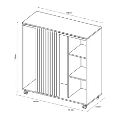 Kit-dressing sous-combles 1 colonne avec rideau Vector II décor chêne grisé H. 128 x L. 120 x P. 48 cm