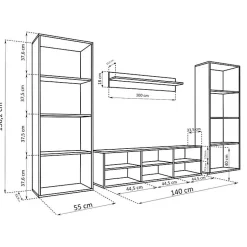 komodee, Ensembles de Meubles TV Taranto Grande, Blanc, sans LED, pour Salon, Chambre, Bureau