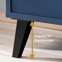 komodee, Ensembles de Meubles TV Fondi, 3 armoires, bleu, bois clair, 173 x 35x 272 cm, style scandinave, pour salon, bureau