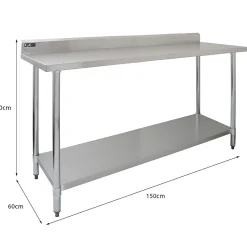 KuKoo Lot de Plan de Travail 150 cm en Inox & 2 Étagères Murales