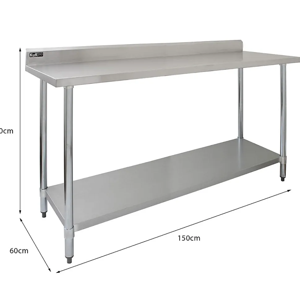KuKoo Lot de Plan de Travail 150 cm en Inox & 2 Étagères Murales
