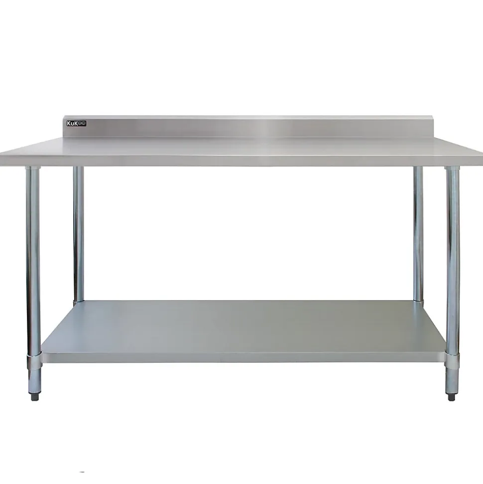 KuKoo Lot de Plan de Travail 180 cm en Inox & 2 Étagères Murales