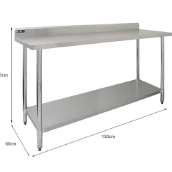 KuKoo Plan de Travail 150 cm avec Étagère d'Appoint à 2 Niveaux