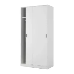 Lansing Armoire, Armoire de Chambre avec 2 portes coulissantes, Armoire avec Etagere et tringle à vêtements, 100x50h200 cm, Blanc