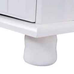 LAURIE - Meuble 2 Portes 2 Tiroirs Bois Massif Vernis Blanc