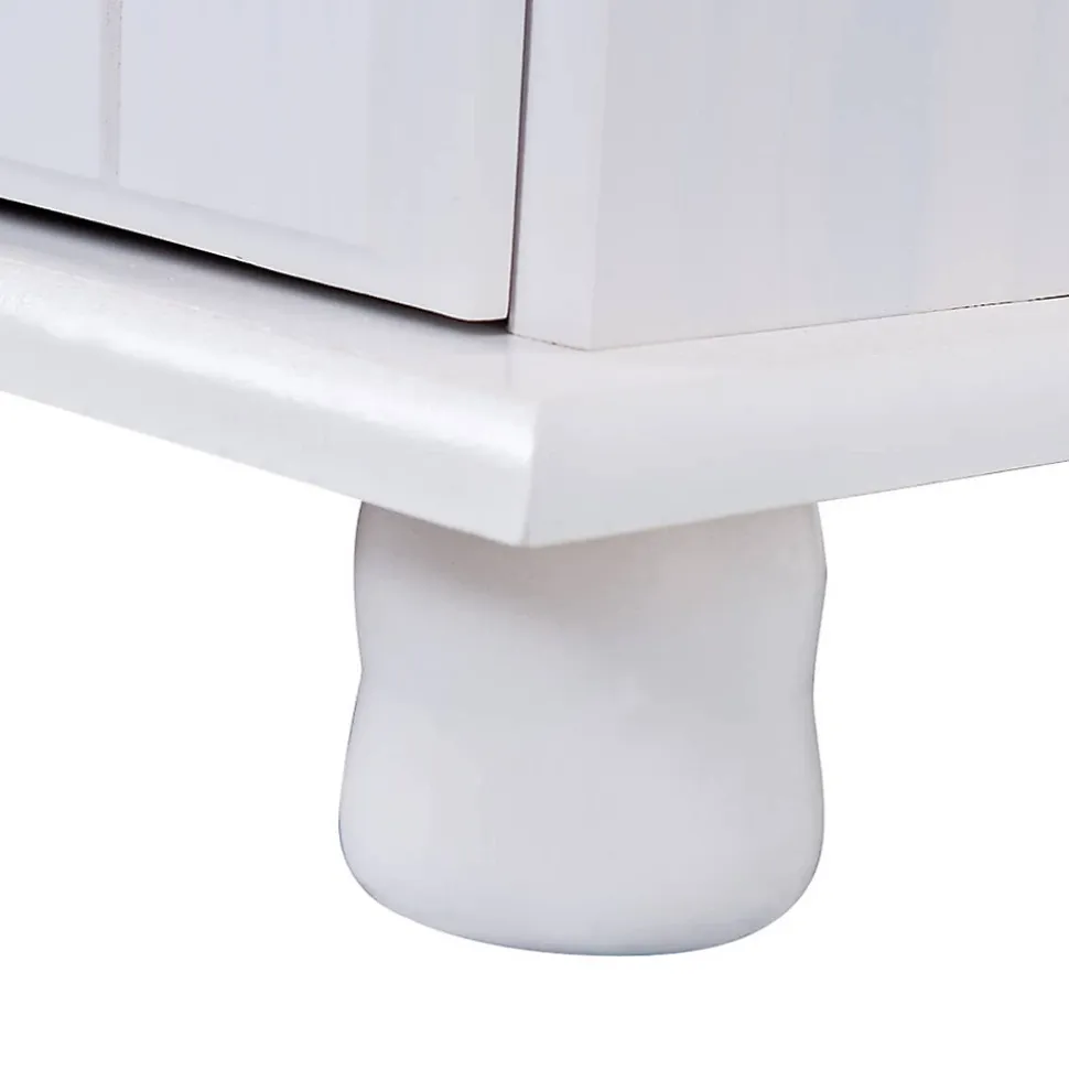 LAURIE - Meuble 2 Portes 2 Tiroirs Bois Massif Vernis Blanc