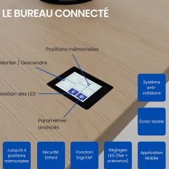 Le Bureau Connecté Pro - L Blanc 160x80 Pieds blanc