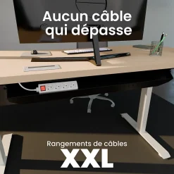 Le Bureau Connecté Pro - L Blanc 160x80 Pieds blanc
