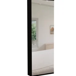 Leto Support mural pour chaussures avec miroir, style moderne et espace, 137.92 cm X 46.99 cm X 20.57 cm , Noir