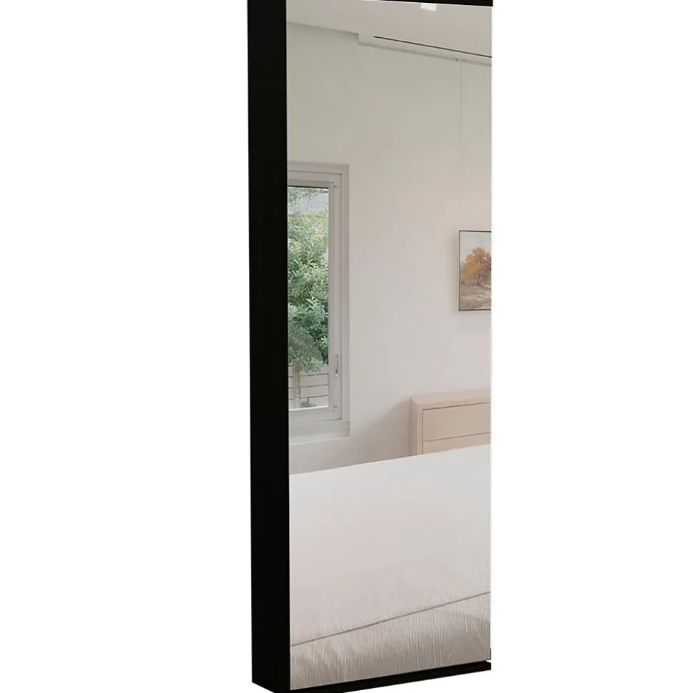 Leto Support mural pour chaussures avec miroir, style moderne et espace, 137.92 cm X 46.99 cm X 20.57 cm , Noir