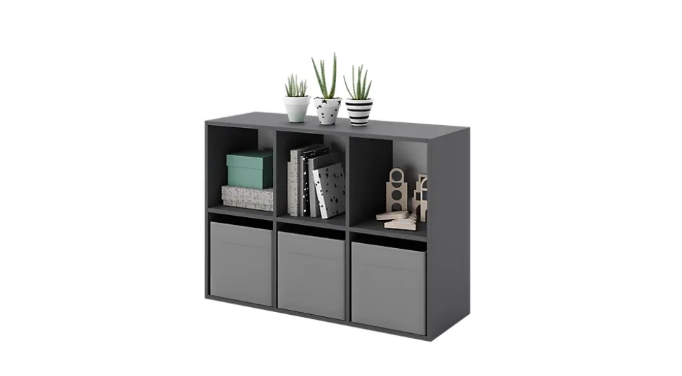 Loni bibliothèque 2x3 gris 1 pc gris 120 cm