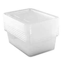 Lot 6 boîtes rangement plastique 39x28x13 cm transparentes empilables et solides