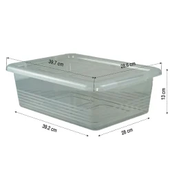 Lot 6 boîtes rangement plastique 39x28x13 cm transparentes empilables et solides