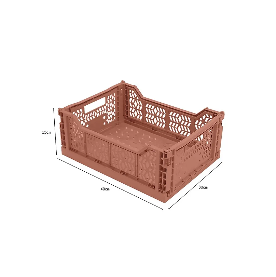 Lot 4 caisses de rangement pliables terracotta 40 x 30 x 15 cm