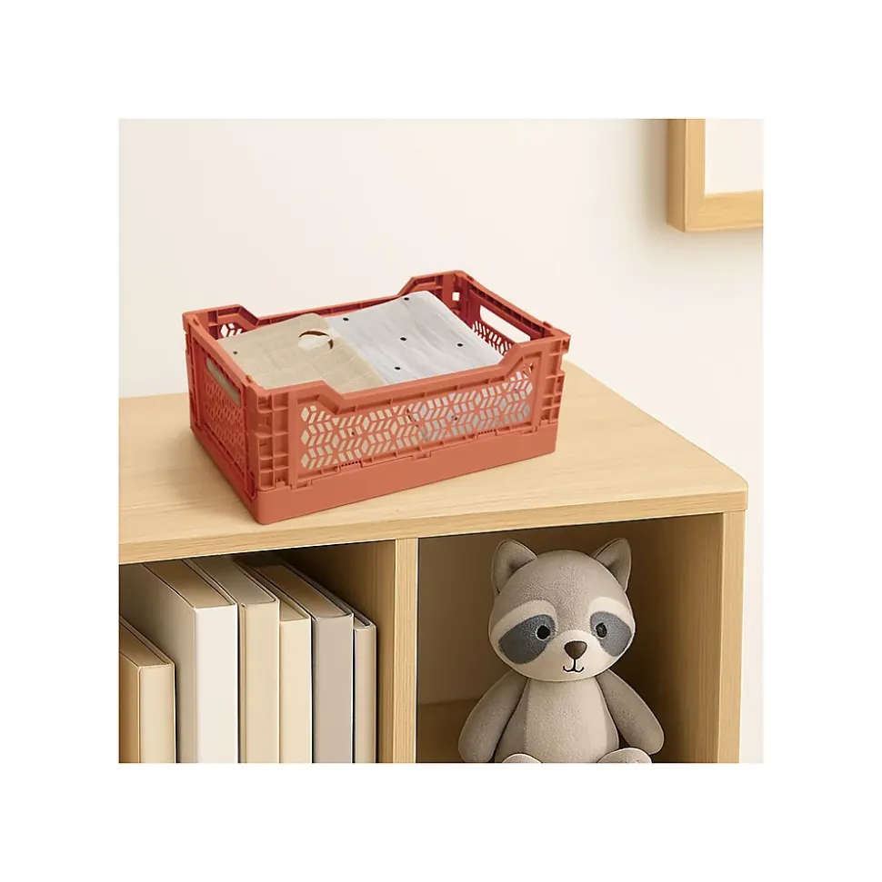 Lot 10 caisses de rangement pliablesorange 26,5 x 17 x 10,5 cm