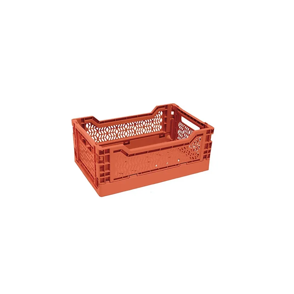 Lot 10 caisses de rangement pliablesorange 26,5 x 17 x 10,5 cm