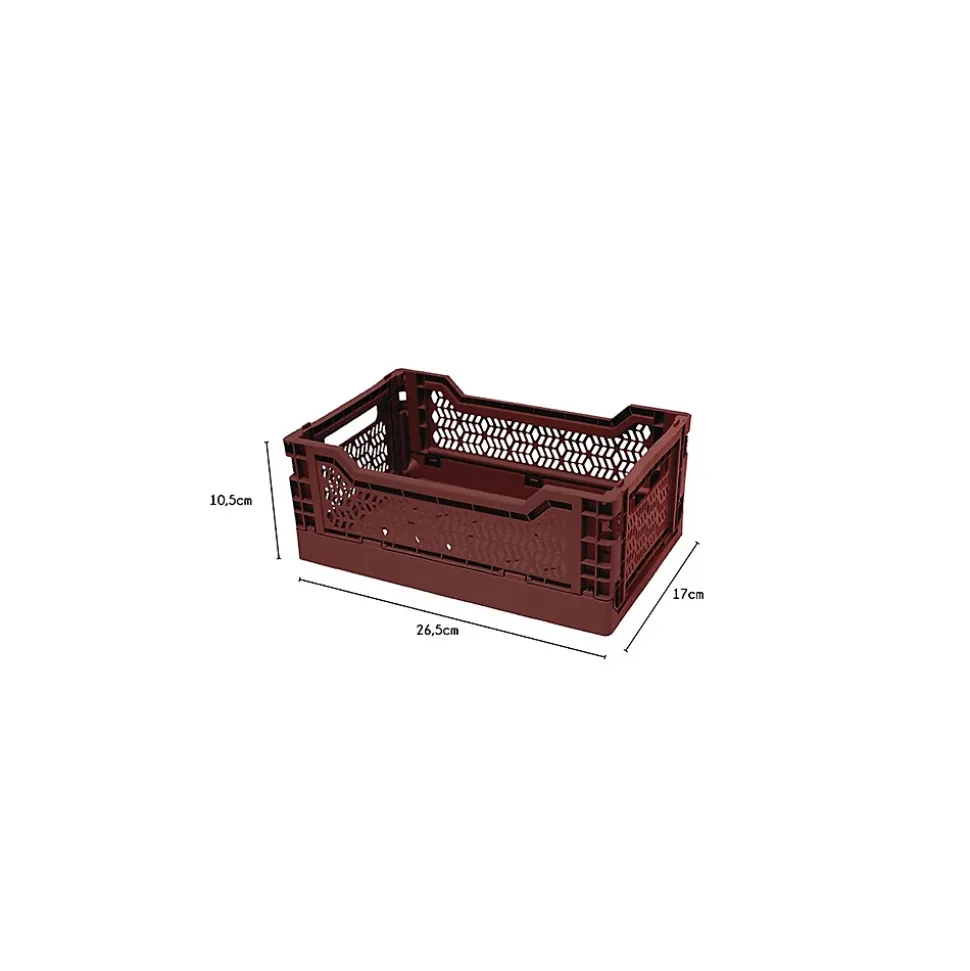 Lot 10 caisses de rangement pliables rouge 26,5 x 17 x 10,5 cm