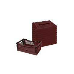 Lot 10 caisses de rangement pliables rouge 26,5 x 17 x 10,5 cm