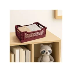 Lot 10 caisses de rangement pliables rouge 26,5 x 17 x 10,5 cm