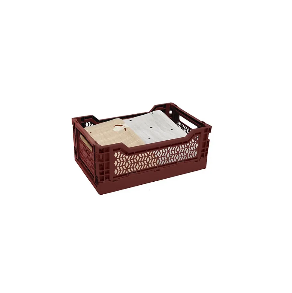 Lot 10 caisses de rangement pliables rouge 26,5 x 17 x 10,5 cm
