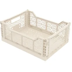 Lot 10 caisses de rangement pliables blanc 26,5 x 17 x 10,5 cm