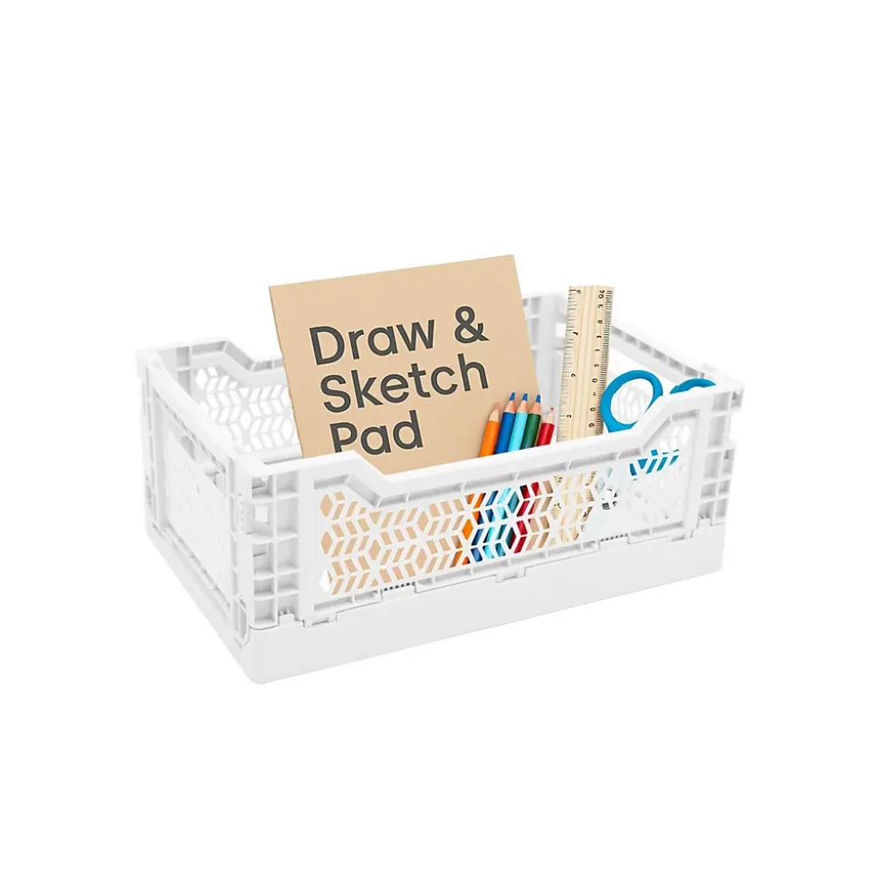 Lot 10 caisses de rangement pliables blanc 26,5 x 17 x 10,5 cm