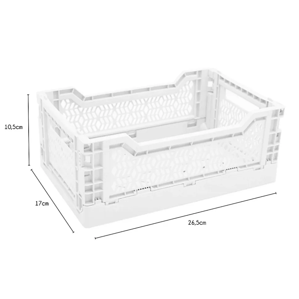 Lot 10 caisses de rangement pliables blanc 26,5 x 17 x 10,5 cm