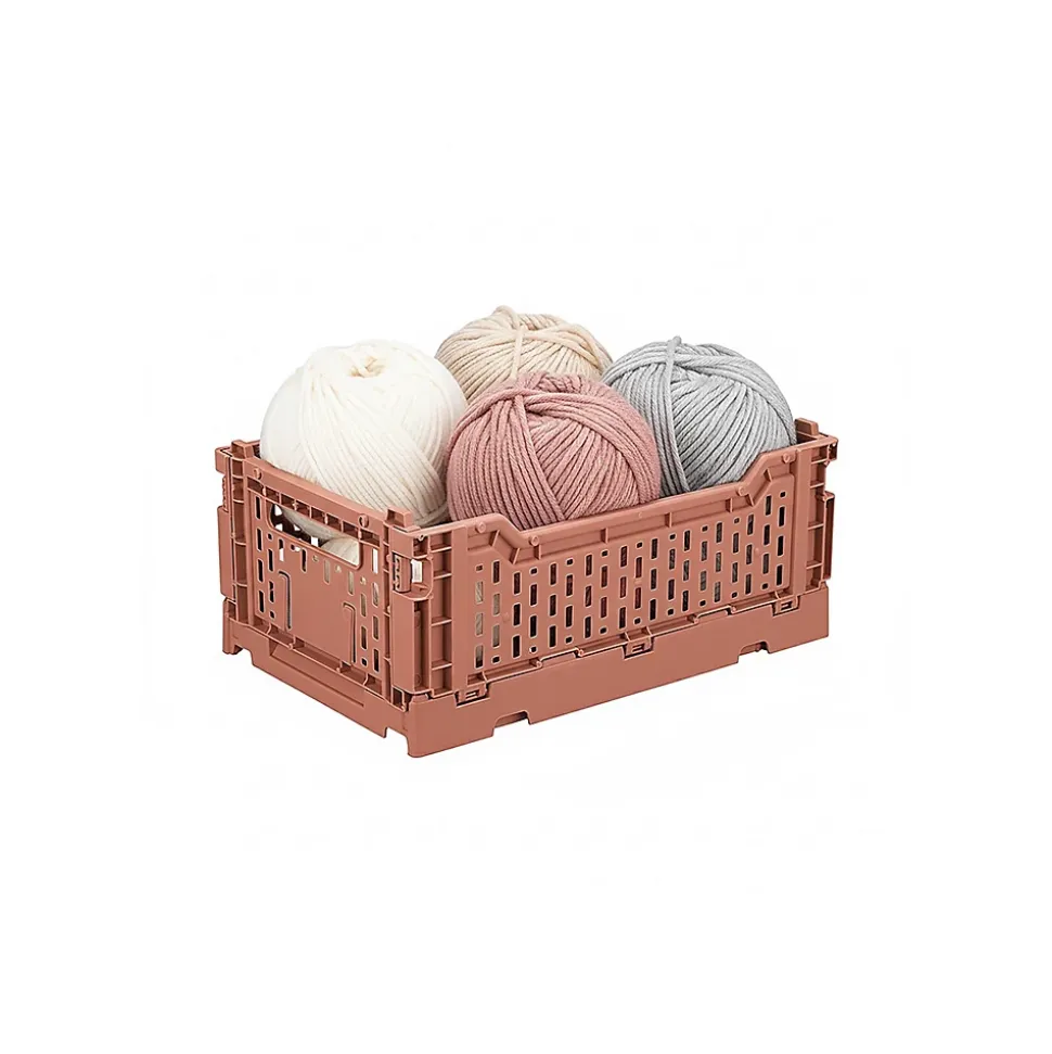 Lot 4 caisses de rangement pliables terracotta 27 x 17 x 10,5 cm