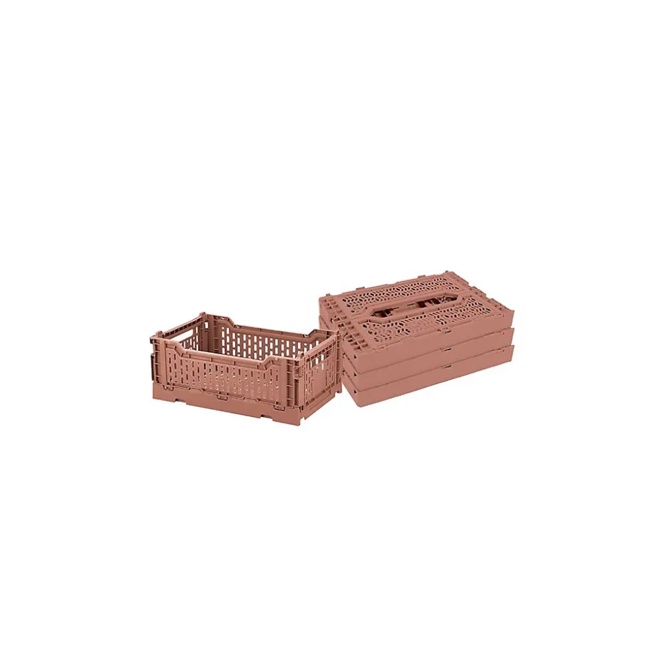 Lot 4 caisses de rangement pliables terracotta 27 x 17 x 10,5 cm