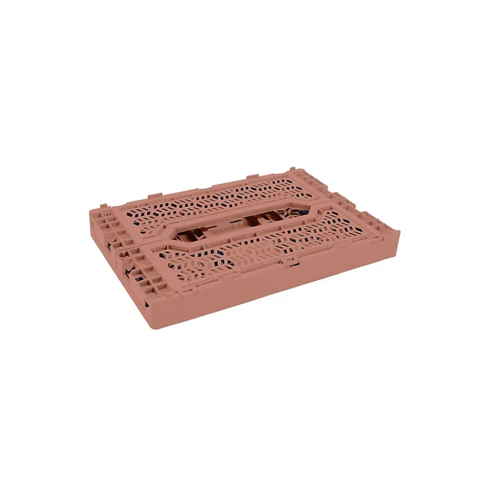 Lot 4 caisses de rangement pliables terracotta 27 x 17 x 10,5 cm